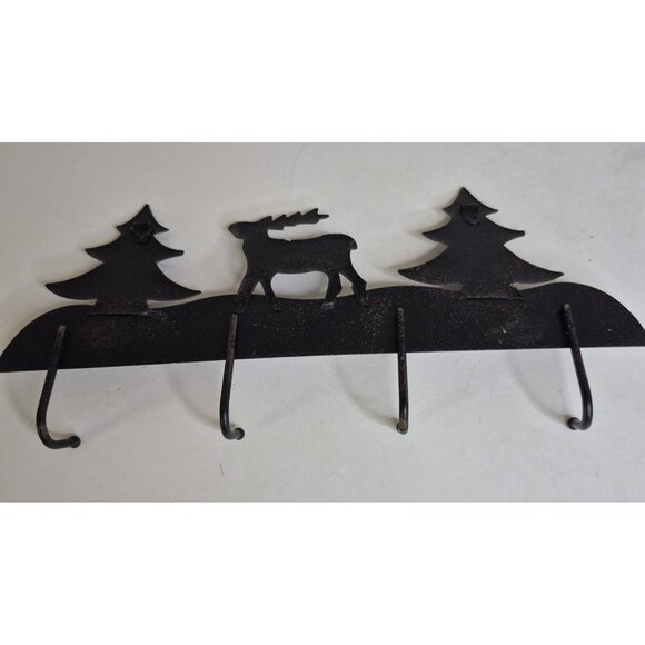 Rustic PINE Tree ELK 4 HOOK key Holder Wall Pioneer Cabin - Picture 6 of 10